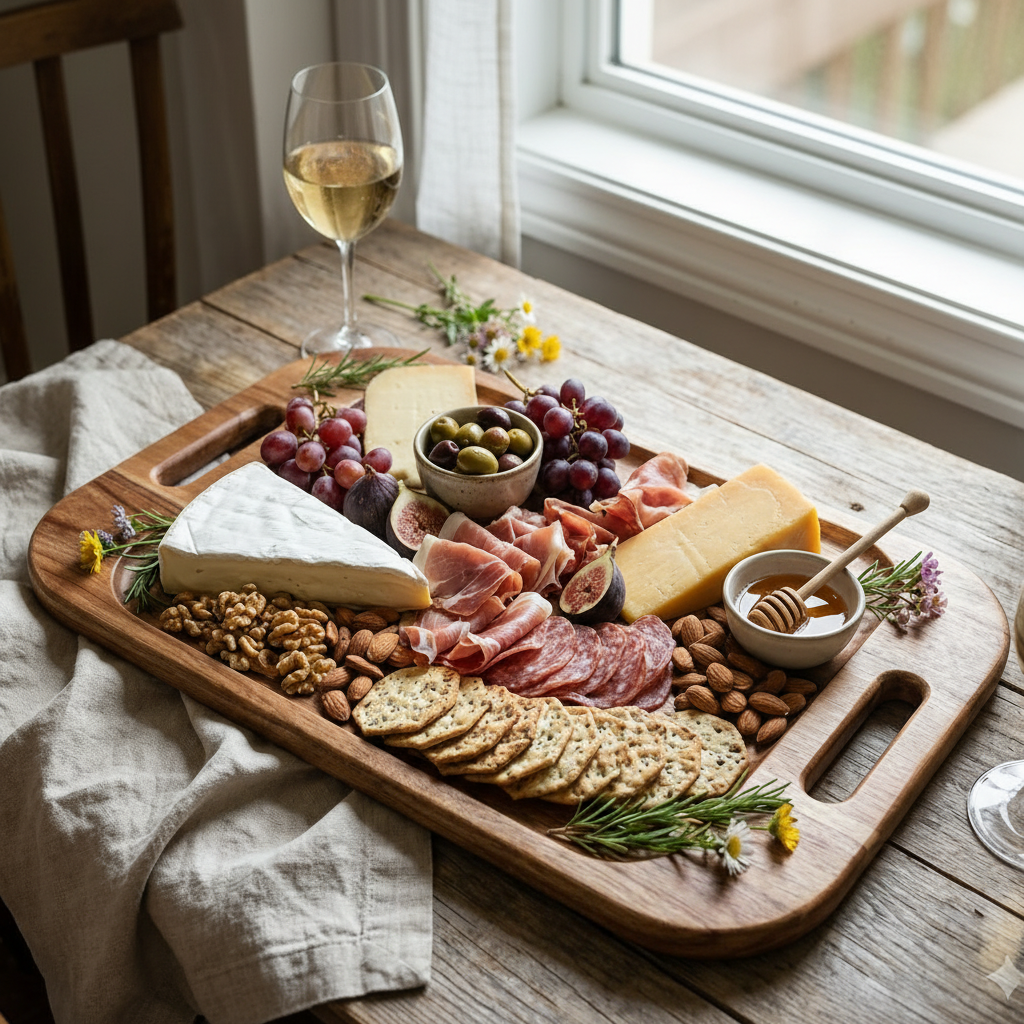 Rectangular natural wood tray