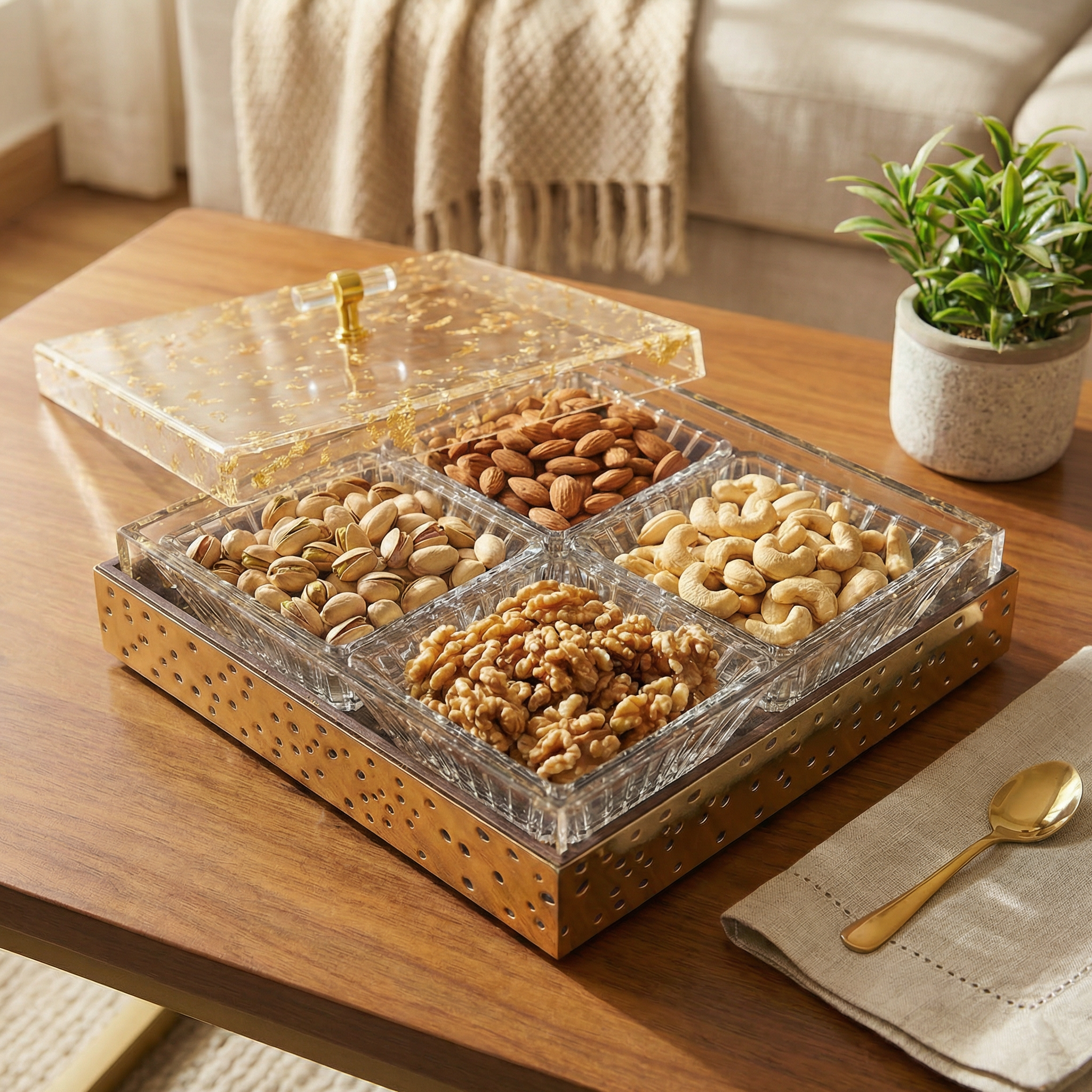 Gold-Flecked Acrylic Serving plate