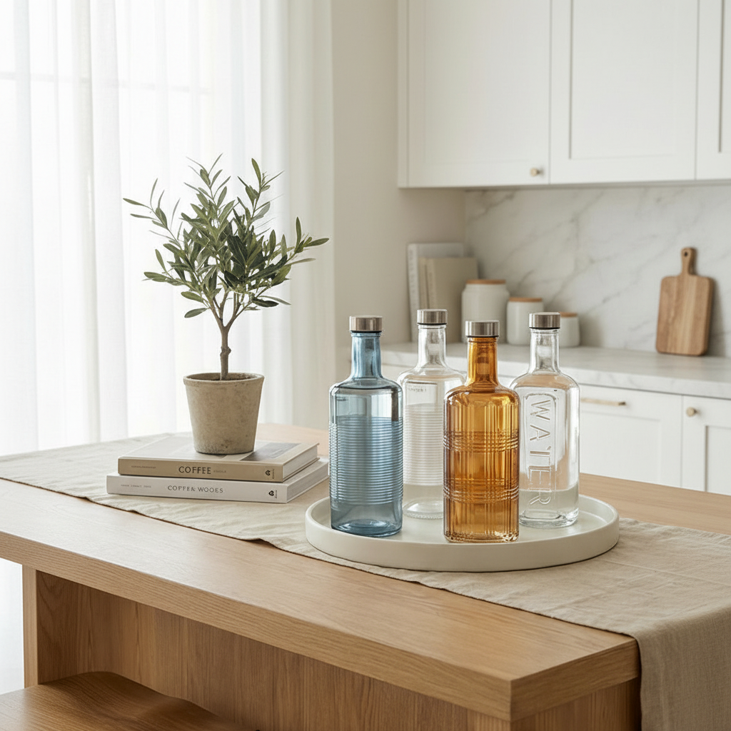 Textured Glass Bottle Set