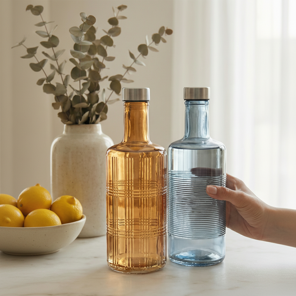 Textured Glass Bottle Set
