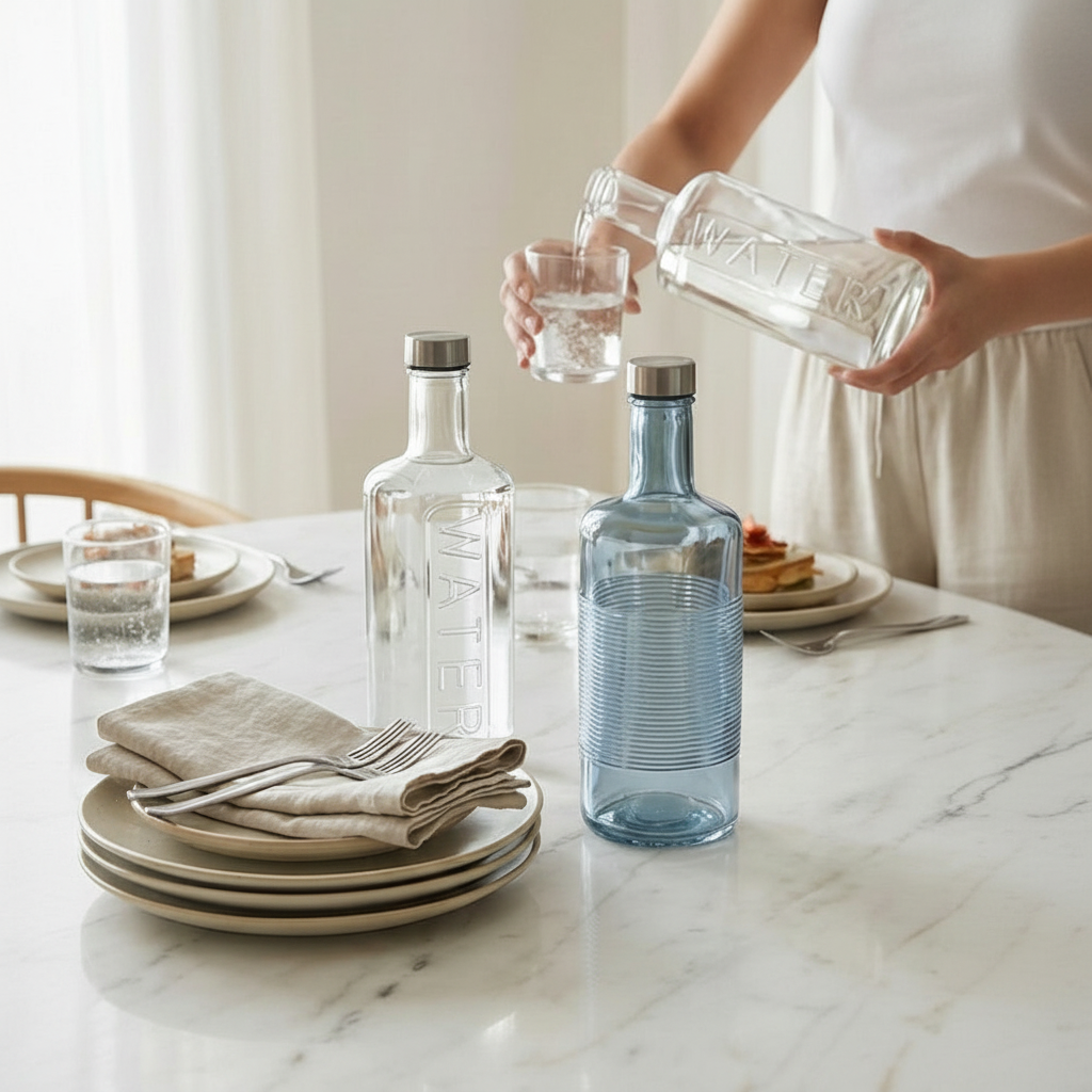 Textured Glass Bottle Set